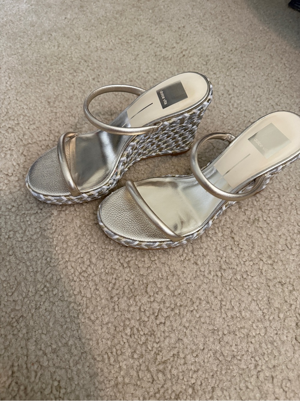 Dolce Vita Metallic Champagne Wedge Sandals